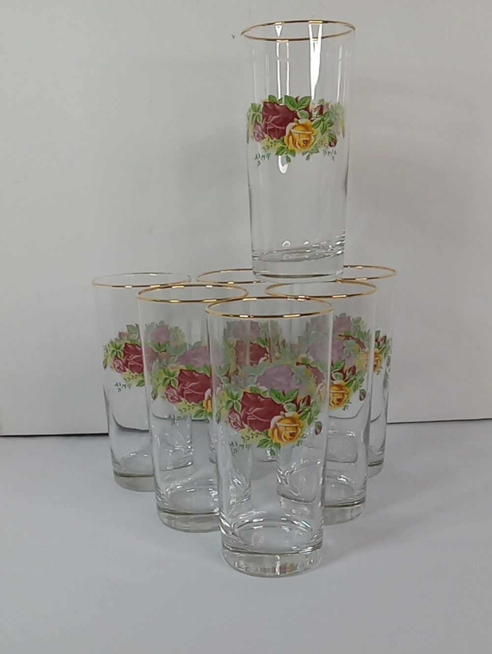 Vintage Royal Albert Gold-Rim Old Country Roses Highball Glasses - Set of 6